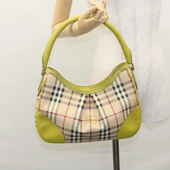 BURBERRY Nova Check Shoulder Bag PVC Leather Beige Auth BD897 - Picture 3 of 16